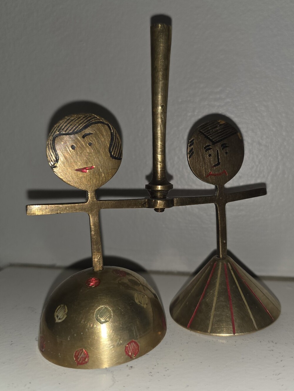 Brass Mid-Century Dancing Couple Wedding Bells